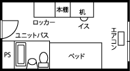 Cタイプ「バス・トイレ付き」の間取り図